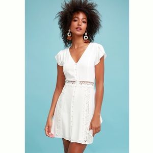 New Lulus wistful wanderer white crotchet lace dress